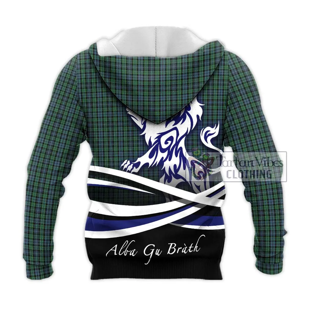 Arbuthnot Tartan Knitted Hoodie with Alba Gu Brath Regal Lion Emblem