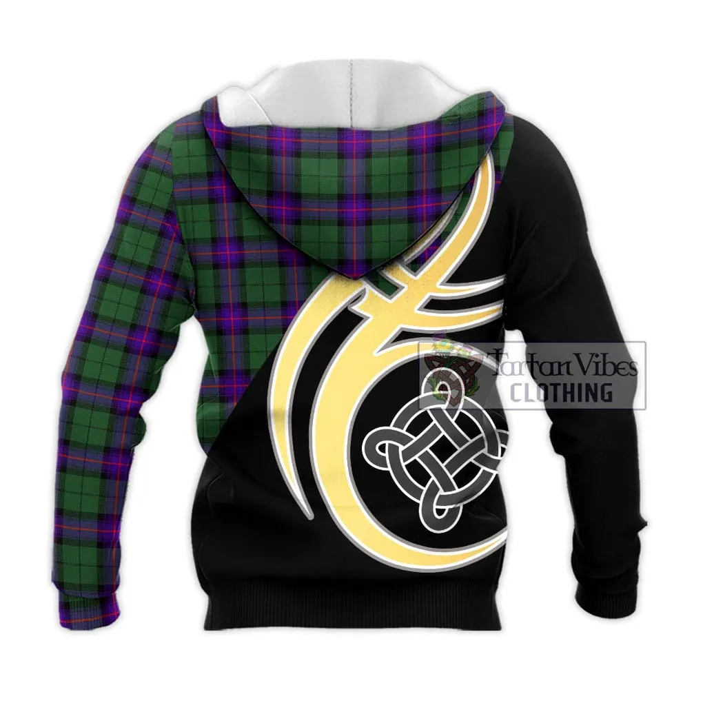 Armstrong Modern Tartan Knitted Hoodie with Family Crest and Celtic Symbol Style