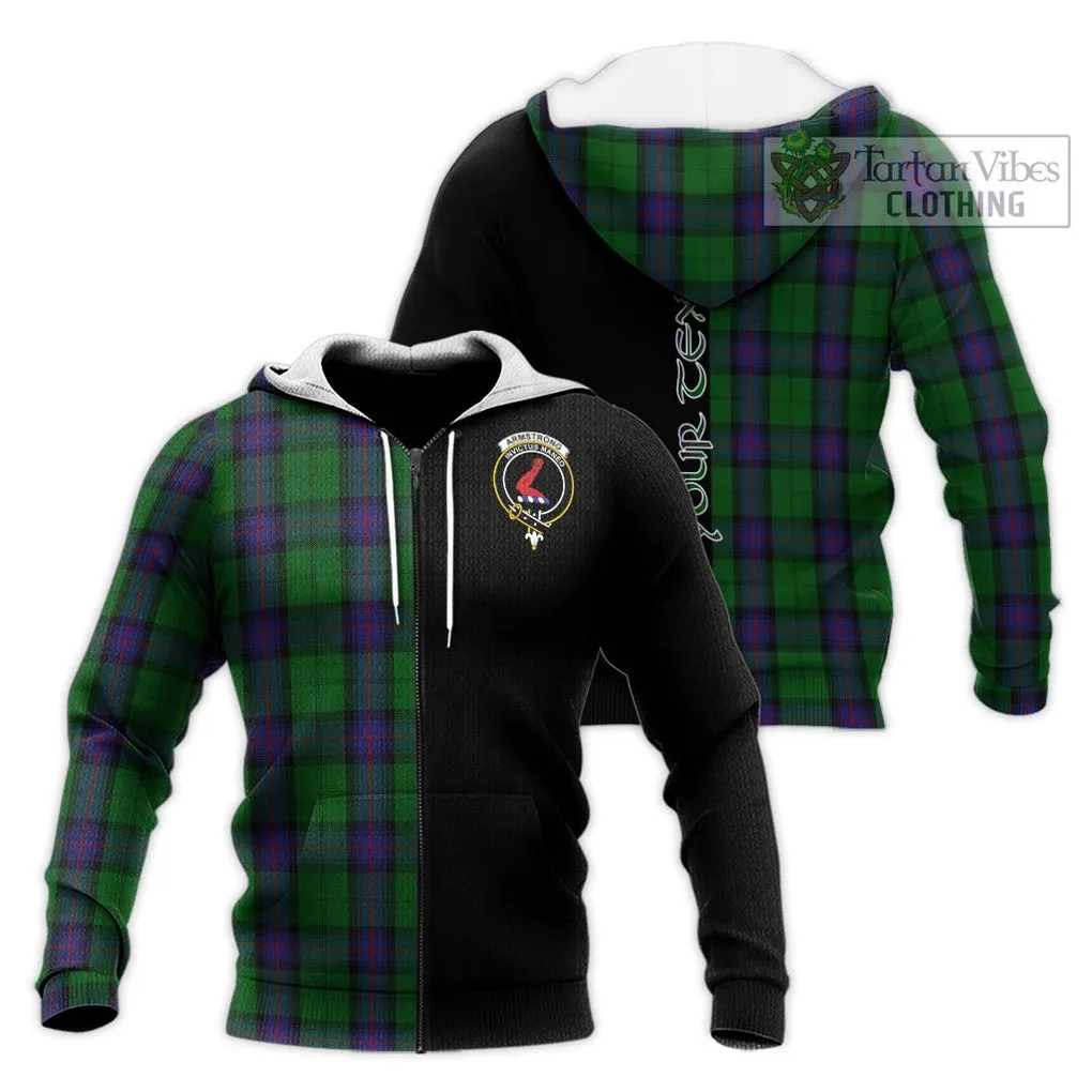 Armstrong Tartan Knitted Hoodie with Family Crest and Half Of Me Style