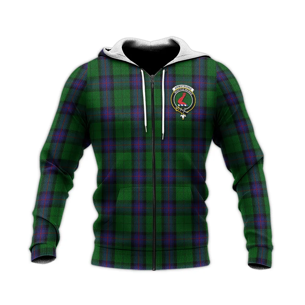 Armstrong Tartan Knitted Hoodie with Family Crest
