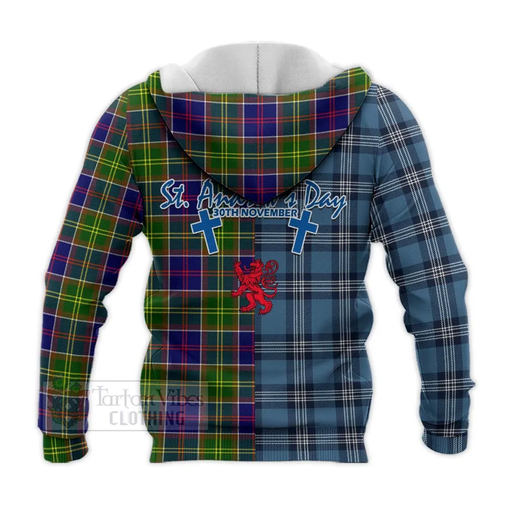 Arnott Tartan Knitted Hoodie Happy St. Andrew's Day Half Tartan Style