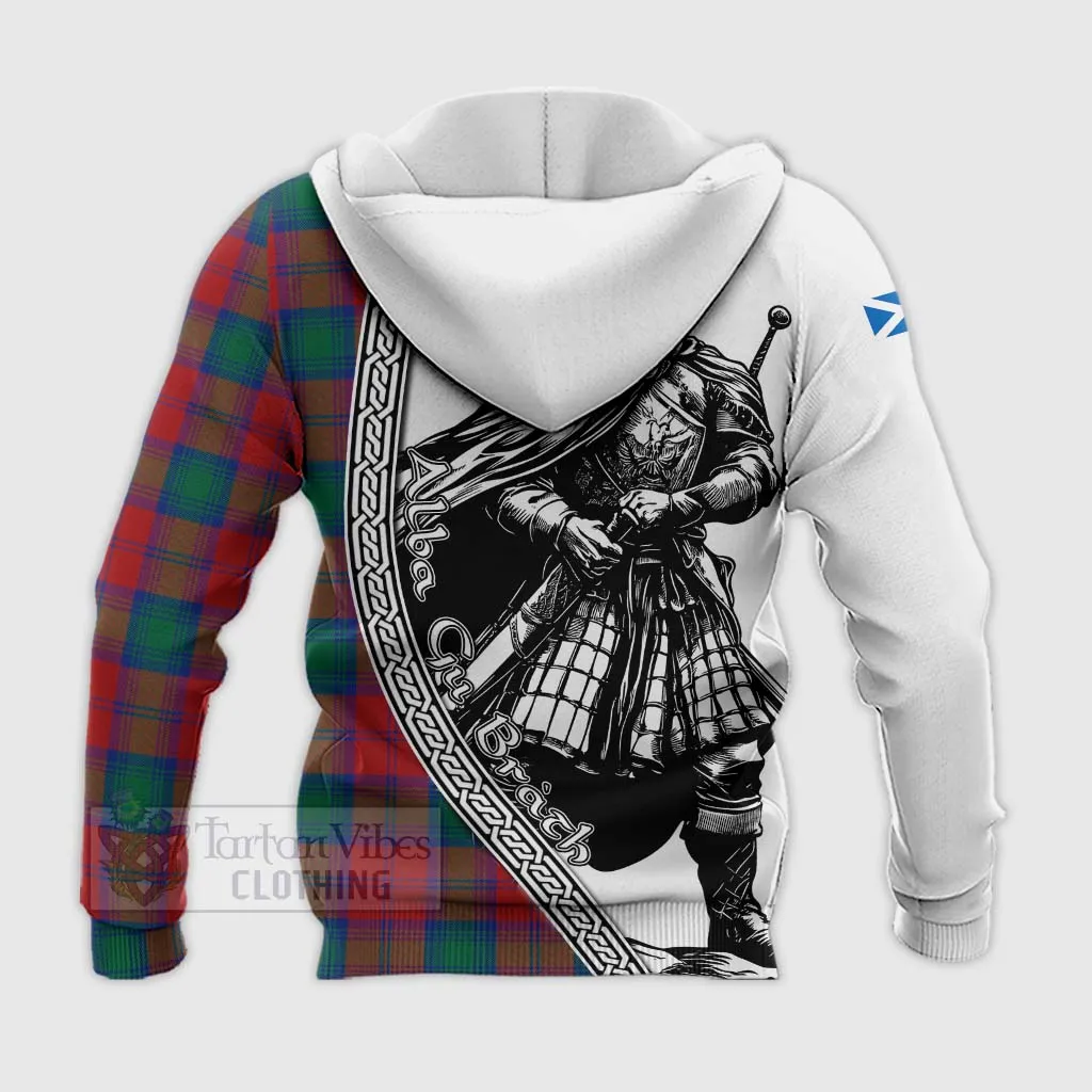 Auchinleck (Affleck) Tartan Clan Crest Knitted Hoodie with Highlander Warrior Celtic Style