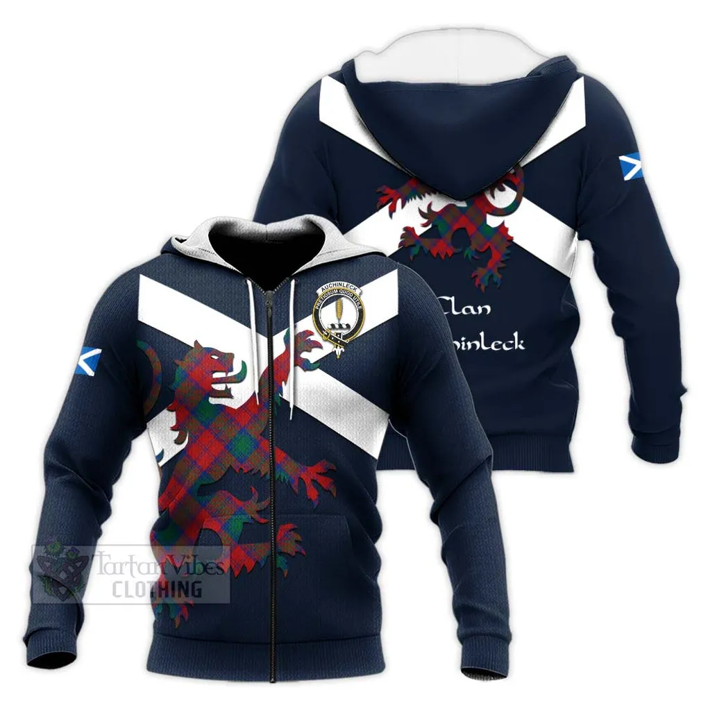 Auchinleck (Affleck) Tartan Lion Rampant Knitted Hoodie Proudly Display Your Heritage with Alba Gu Brath and Clan Name