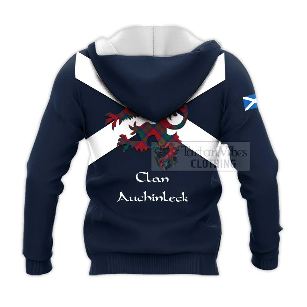 Auchinleck (Affleck) Tartan Lion Rampant Knitted Hoodie Proudly Display Your Heritage with Alba Gu Brath and Clan Name