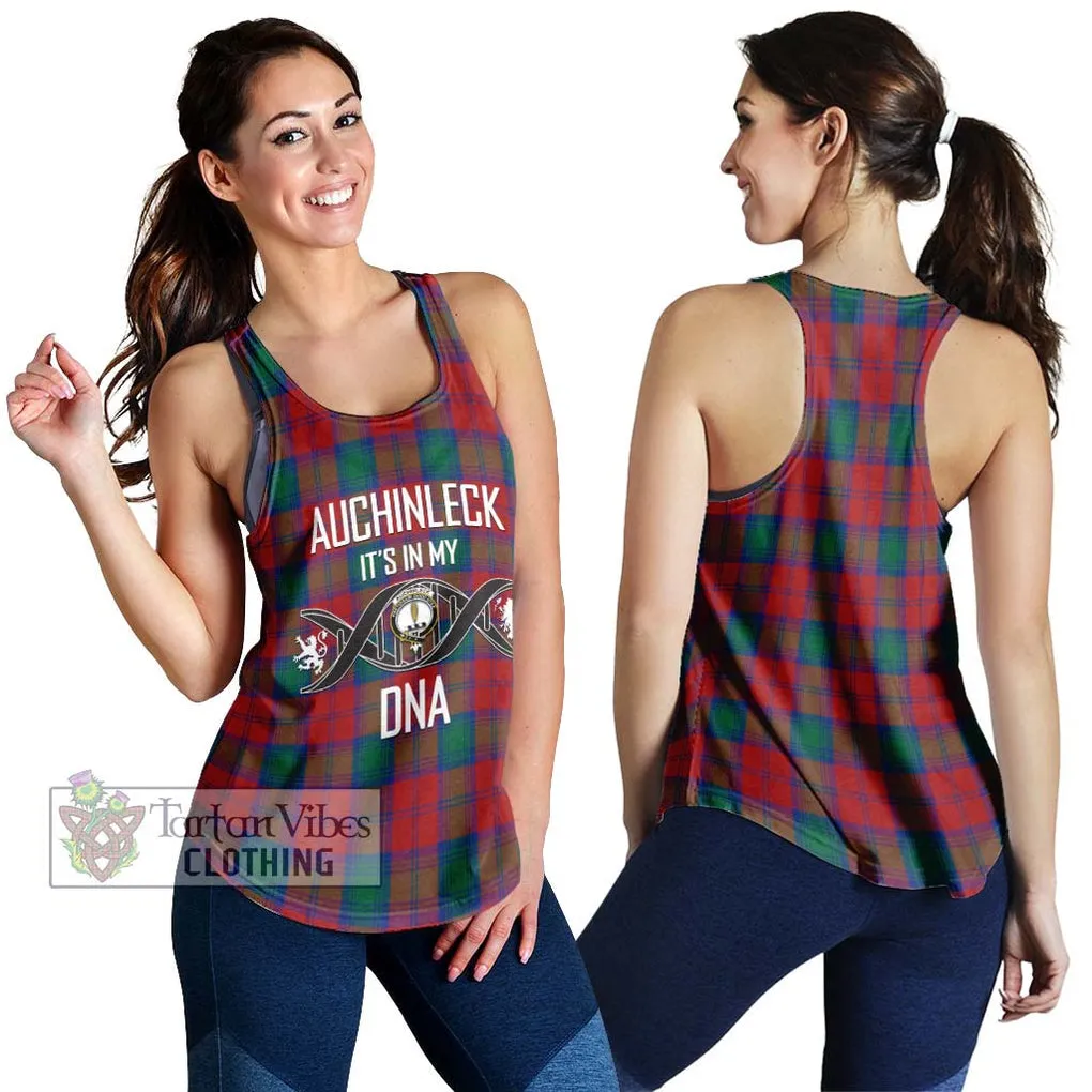 Auchinleck (Affleck) Tartan Women's Racerback Tanks with Family Crest DNA In Me Style