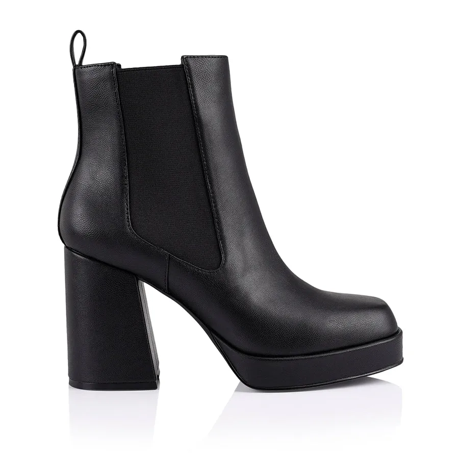 Ava Platform Ankle Boots - Black