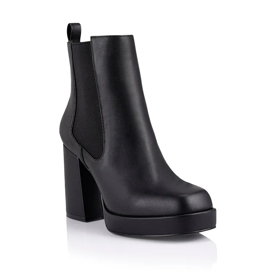 Ava Platform Ankle Boots - Black