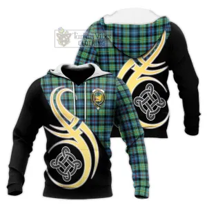 Bailey Ancient Tartan Knitted Hoodie with Family Crest and Celtic Symbol Style