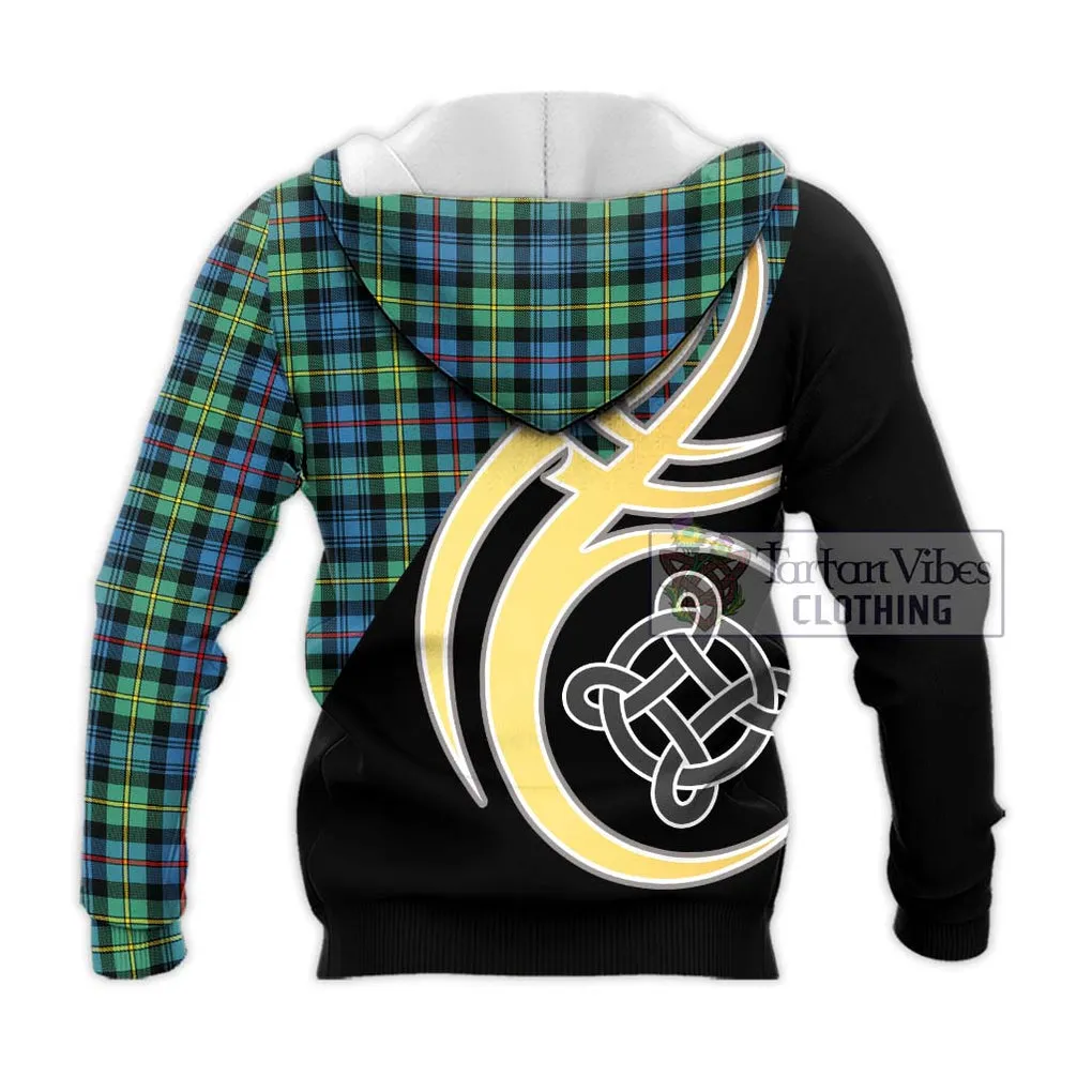 Bailey Ancient Tartan Knitted Hoodie with Family Crest and Celtic Symbol Style