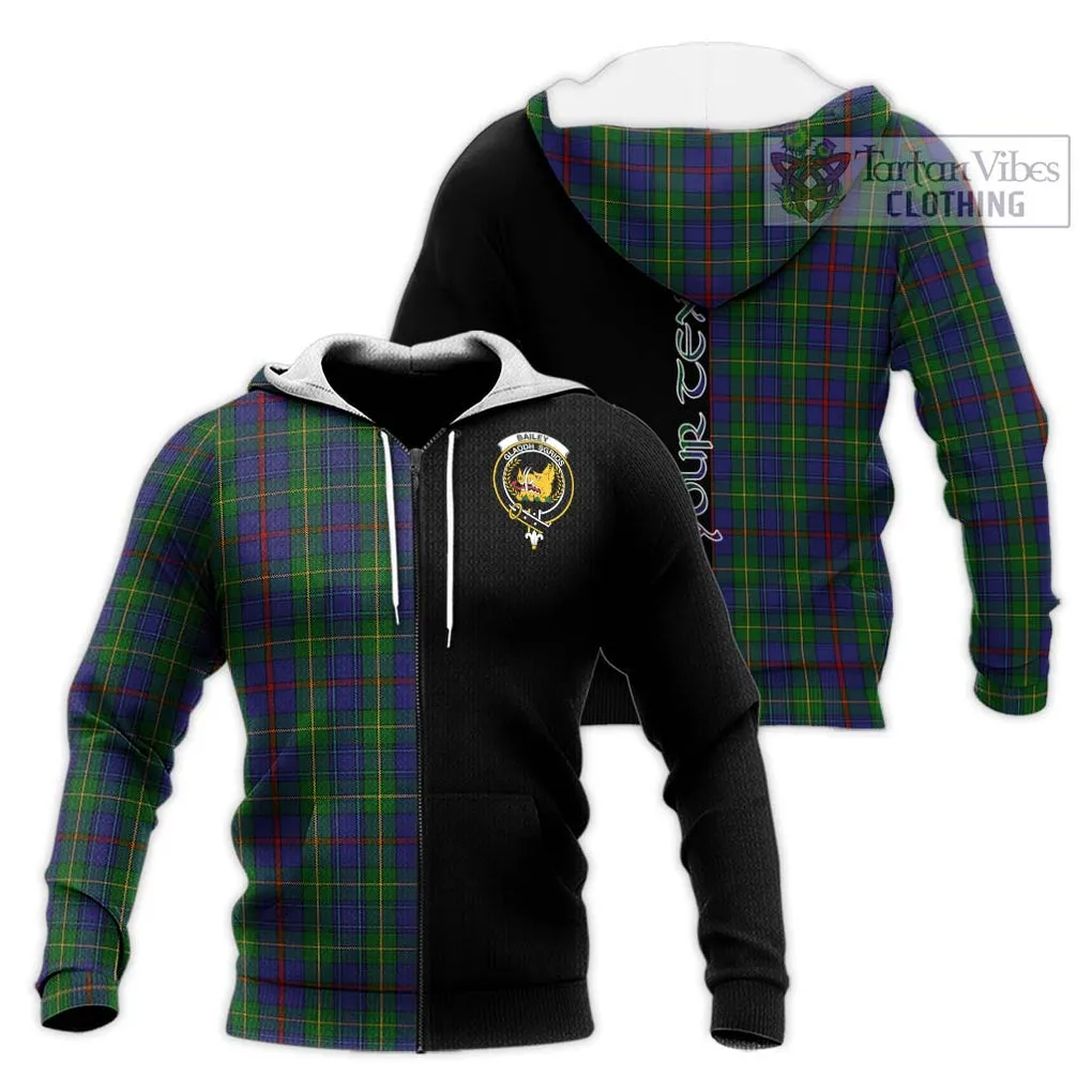 Bailey Tartan Knitted Hoodie with Family Crest and Half Of Me Style