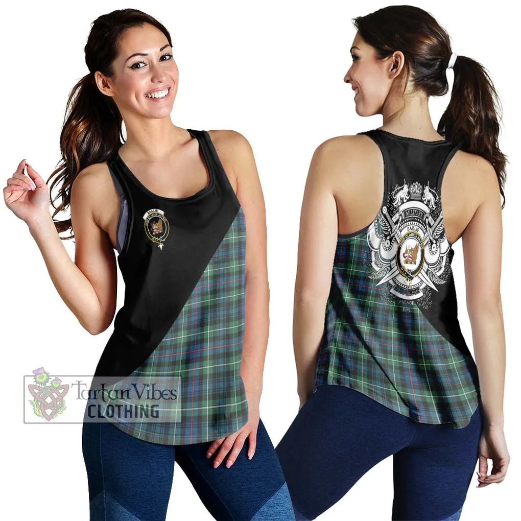 Baillie Ancient Tartan Women's Racerback Tanks with Family Crest and Military Logo Style