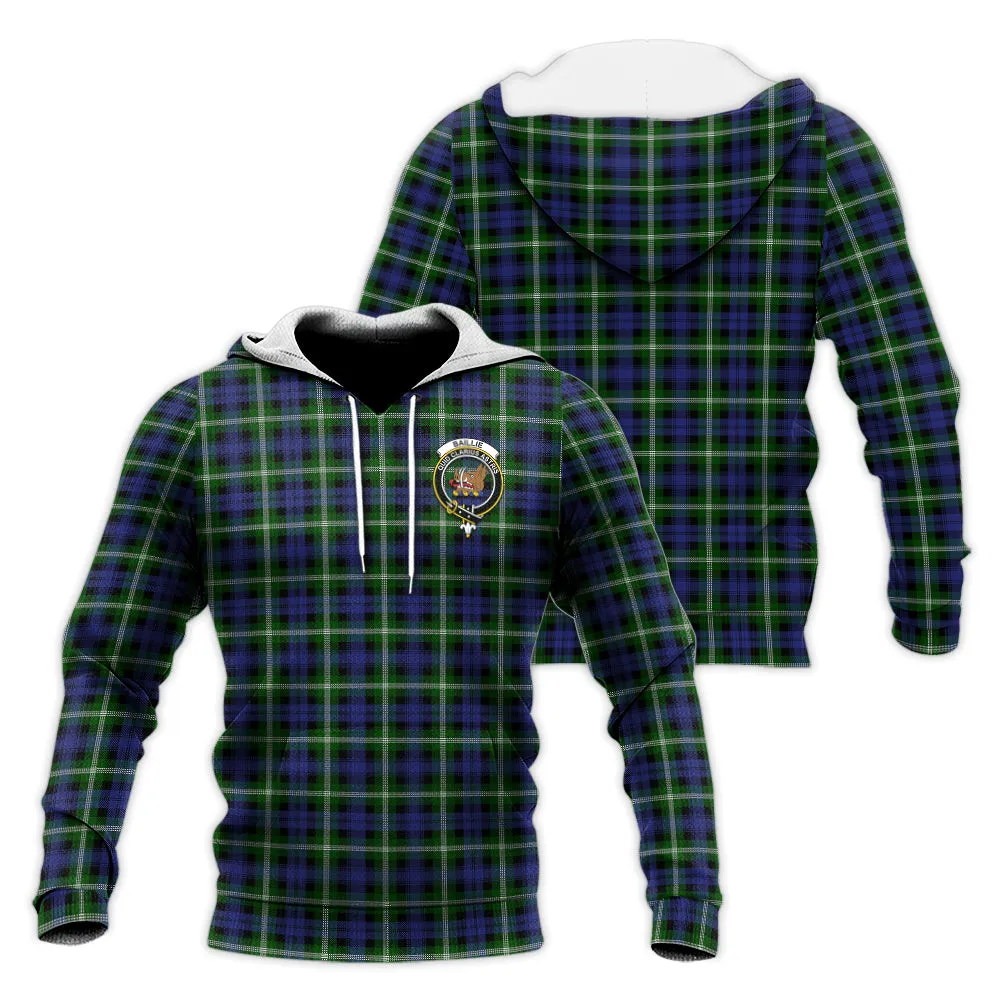 Baillie (Bailey) Tartan Knitted Hoodie with Family Crest