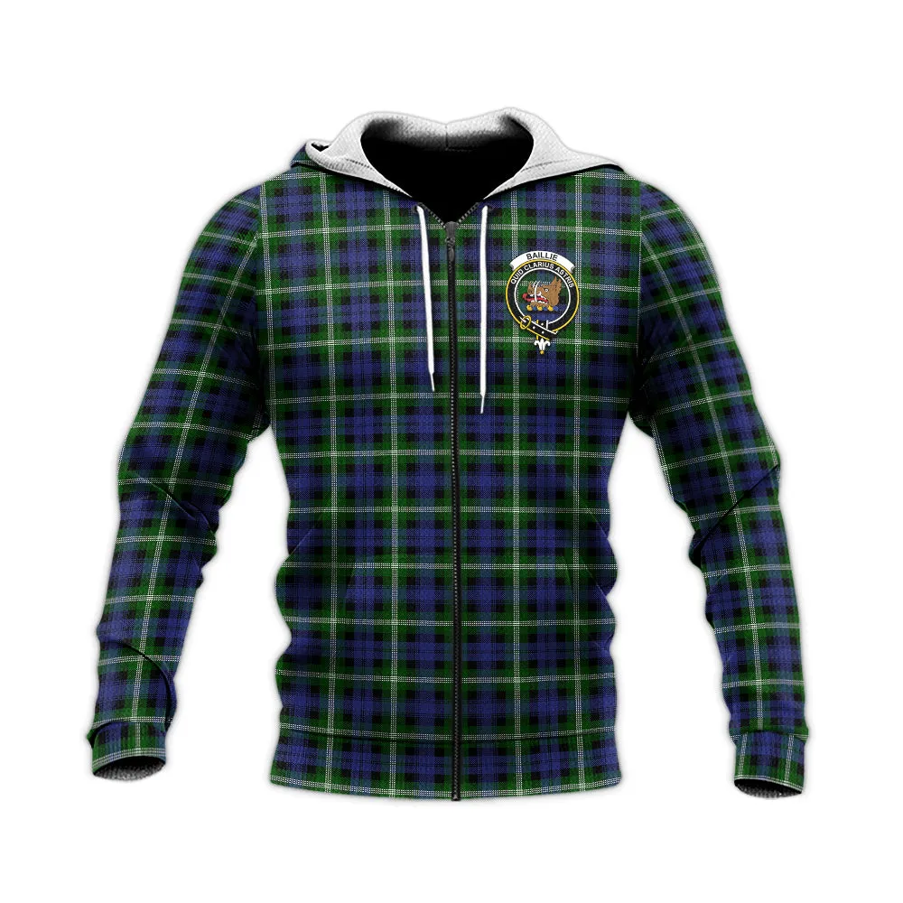 Baillie (Bailey) Tartan Knitted Hoodie with Family Crest