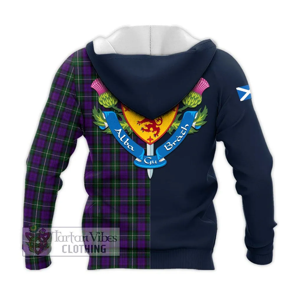 Baillie Highland Society Tartan Knitted Hoodie Alba with Scottish Lion Royal Arm Half Style