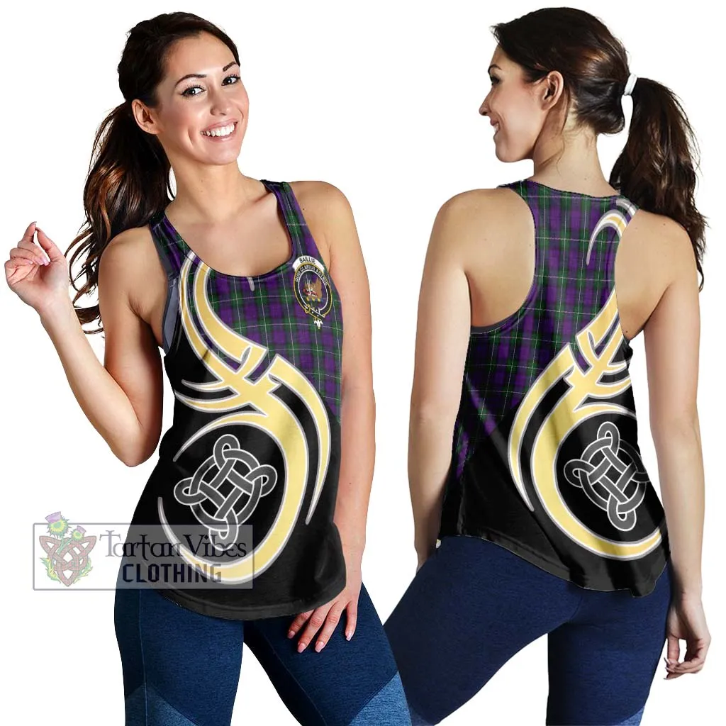 Baillie Highland Society Tartan Women's Racerback Tanks with Family Crest and Celtic Symbol Style