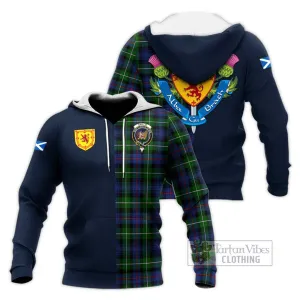 Baillie Tartan Knitted Hoodie Alba with Scottish Lion Royal Arm Half Style