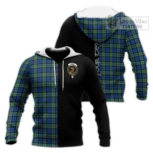 Baird Ancient Tartan Knitted Hoodie with Family Crest and Half Of Me Style