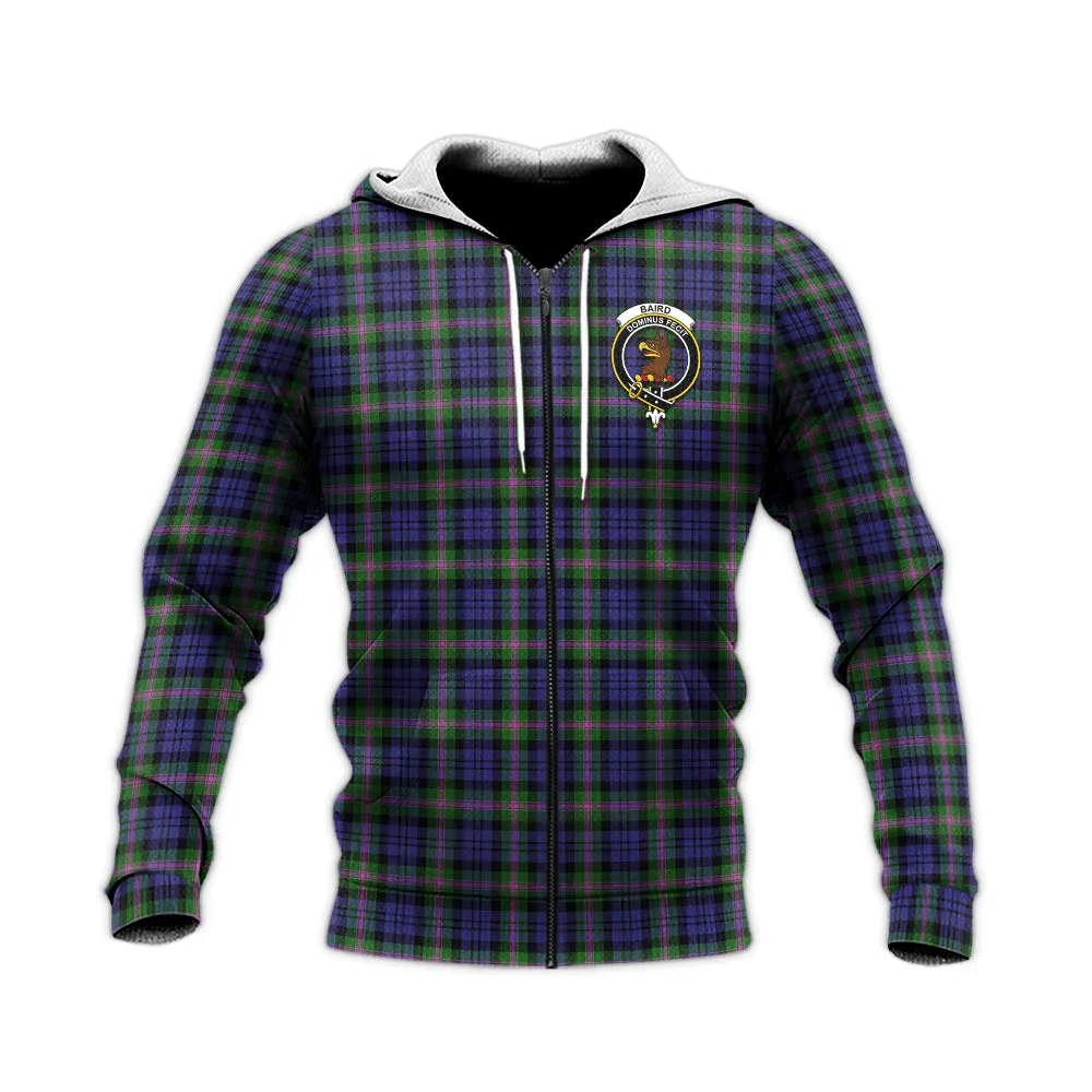 Baird Modern Tartan Knitted Hoodie with Family Crest