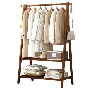 Bamboo Foldable Clothes Hanging Rack Garment Rack-116CM