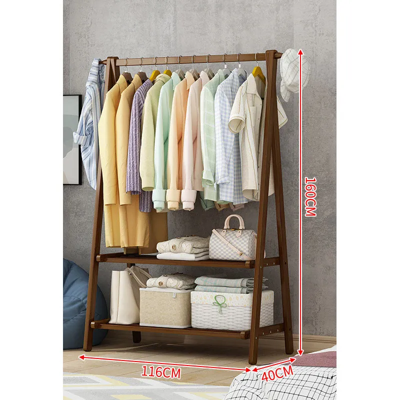 Bamboo Foldable Clothes Hanging Rack Garment Rack-116CM