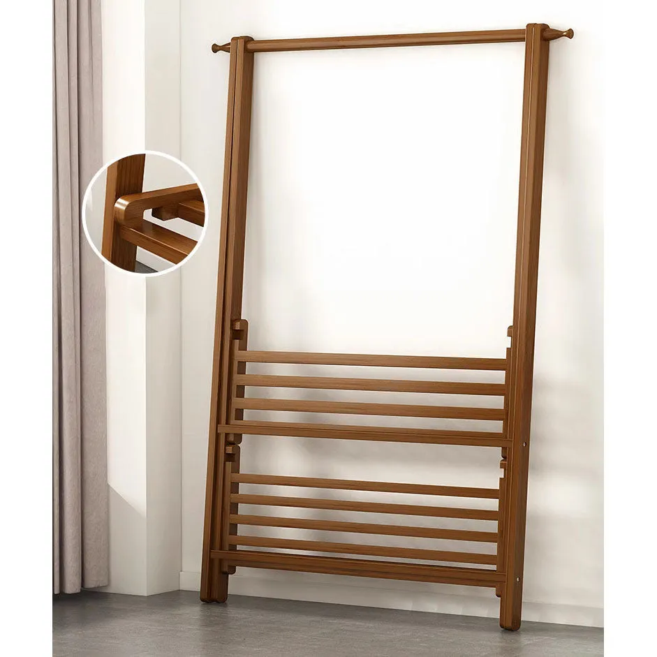 Bamboo Foldable Clothes Hanging Rack Garment Rack-116CM