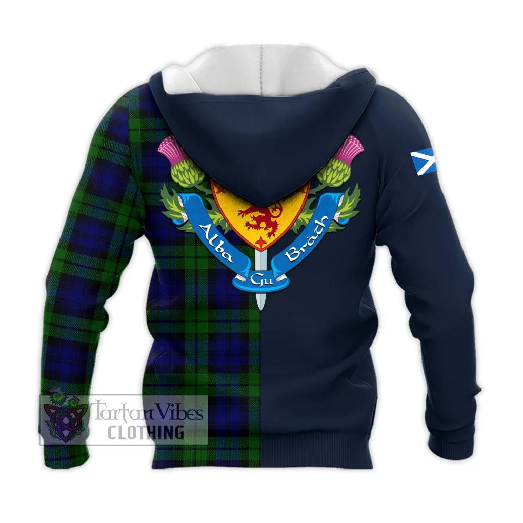 Bannatyne Tartan Knitted Hoodie Alba with Scottish Lion Royal Arm Half Style