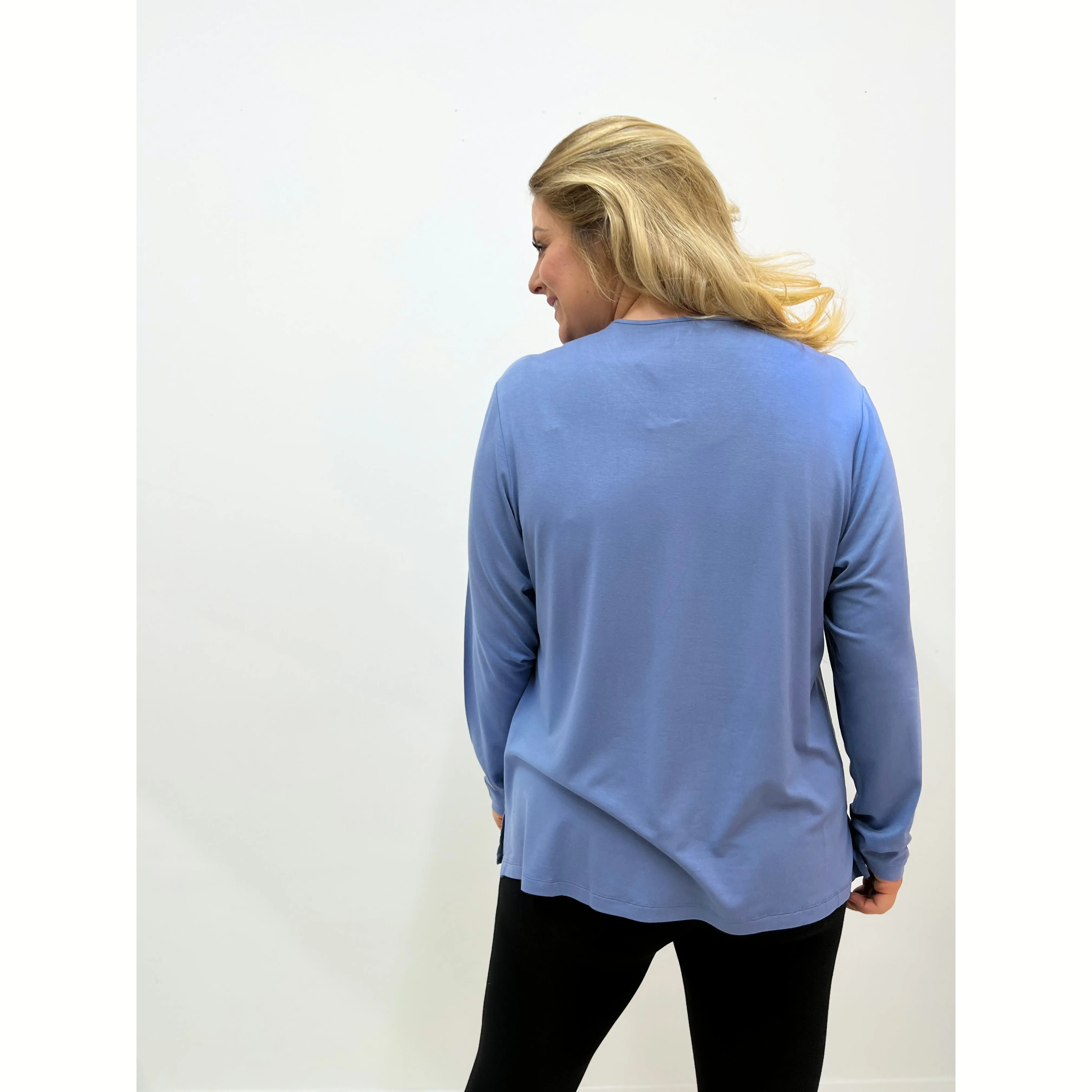 Barbara Lebek Pleat-Front Blouse in Blue