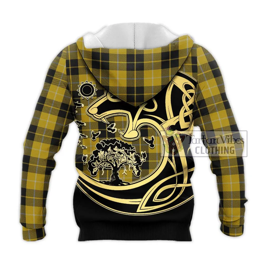 Barclay Dress Tartan Knitted Hoodie with Family Crest Celtic Wolf Style