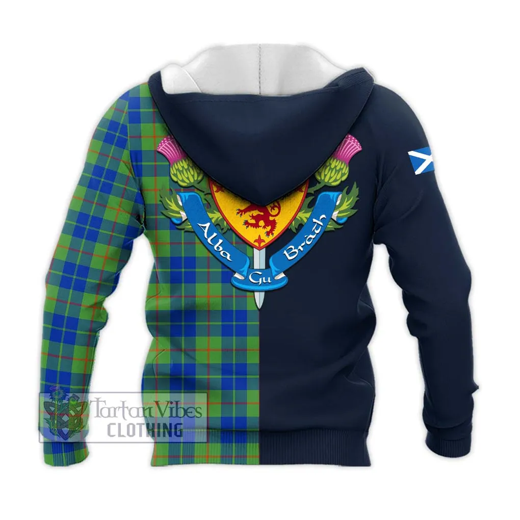 Barclay Hunting Ancient Tartan Knitted Hoodie Alba with Scottish Lion Royal Arm Half Style