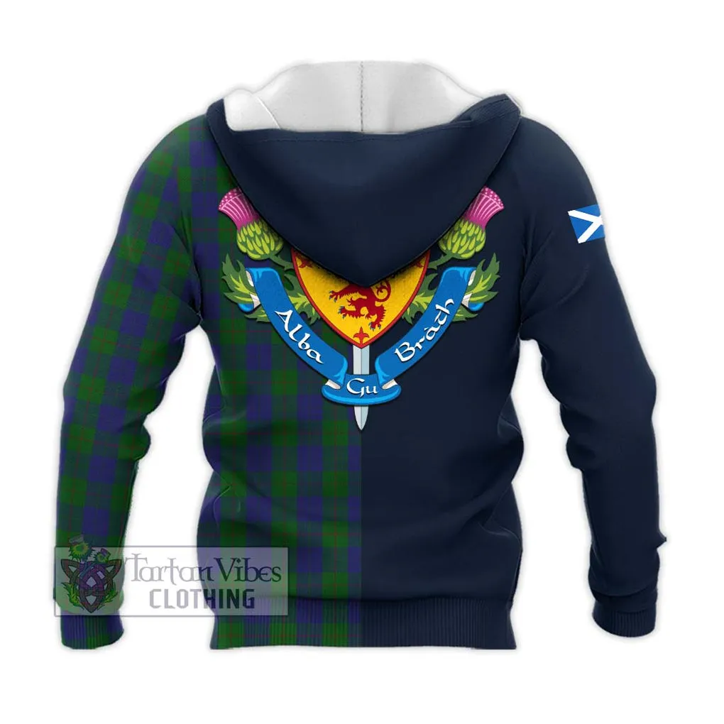 Barclay Tartan Knitted Hoodie Alba with Scottish Lion Royal Arm Half Style