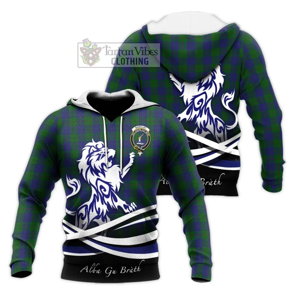 Barclay Tartan Knitted Hoodie with Alba Gu Brath Regal Lion Emblem