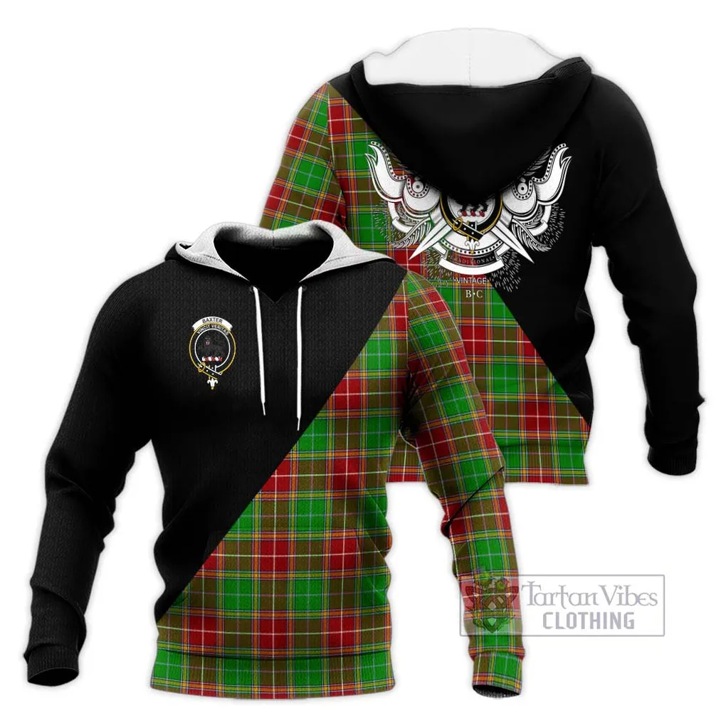 Baxter Modern Tartan Knitted Hoodie with Family Crest and Military Logo Style