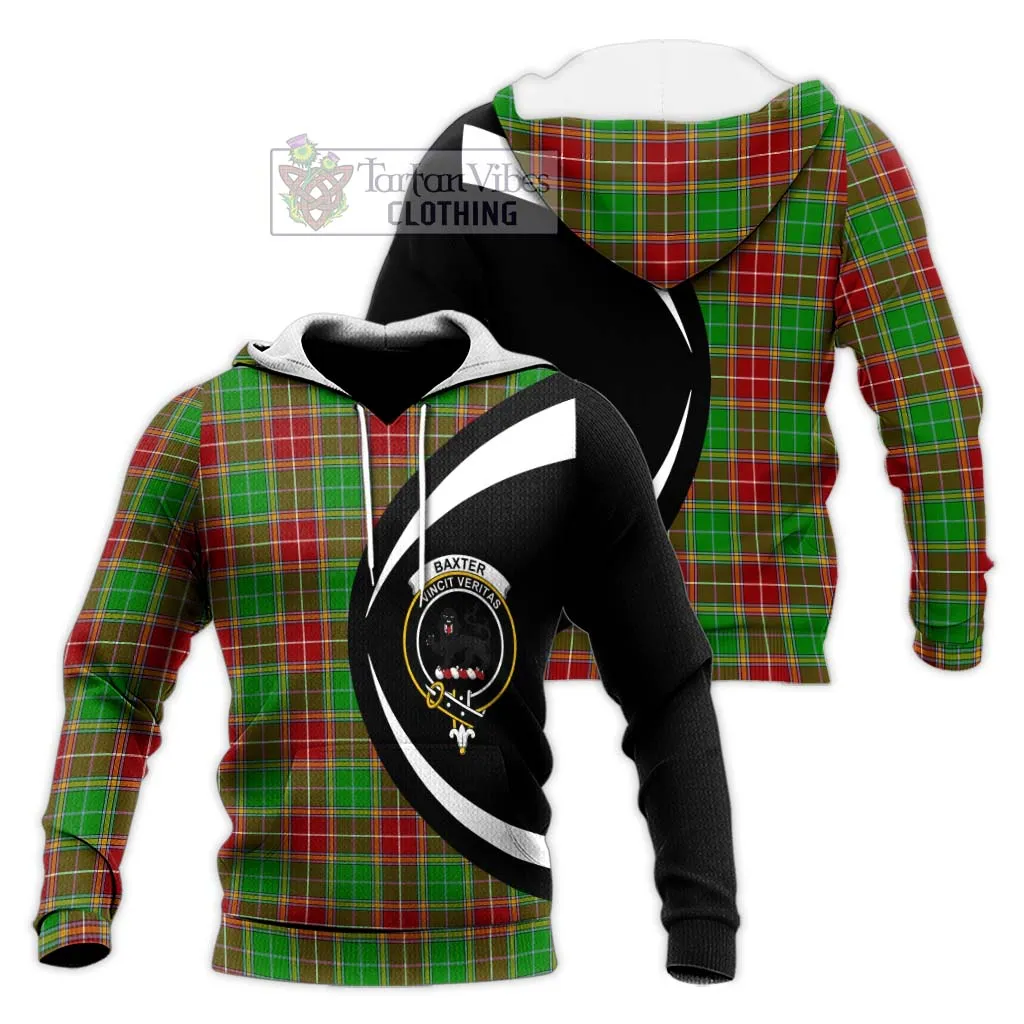 Baxter Modern Tartan Knitted Hoodie with Family Crest Circle Style