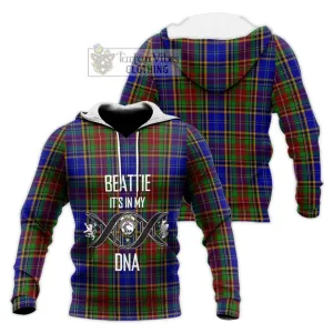 Beattie Tartan Knitted Hoodie with Family Crest DNA In Me Style