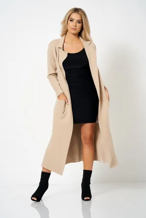 Beige Knit Duster Jacket