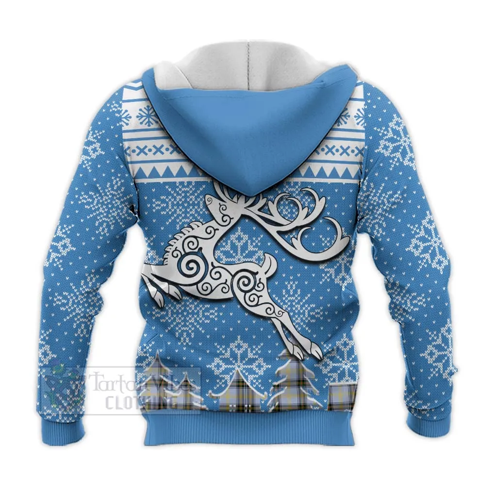 Bell Clan Christmas Knitted Hoodie Celtic Reindeer Style