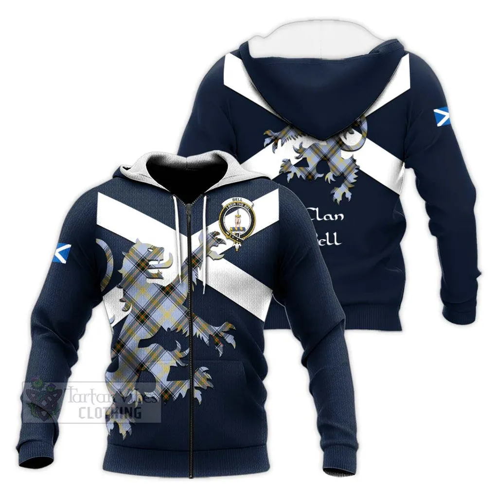 Bell Tartan Lion Rampant Knitted Hoodie Proudly Display Your Heritage with Alba Gu Brath and Clan Name