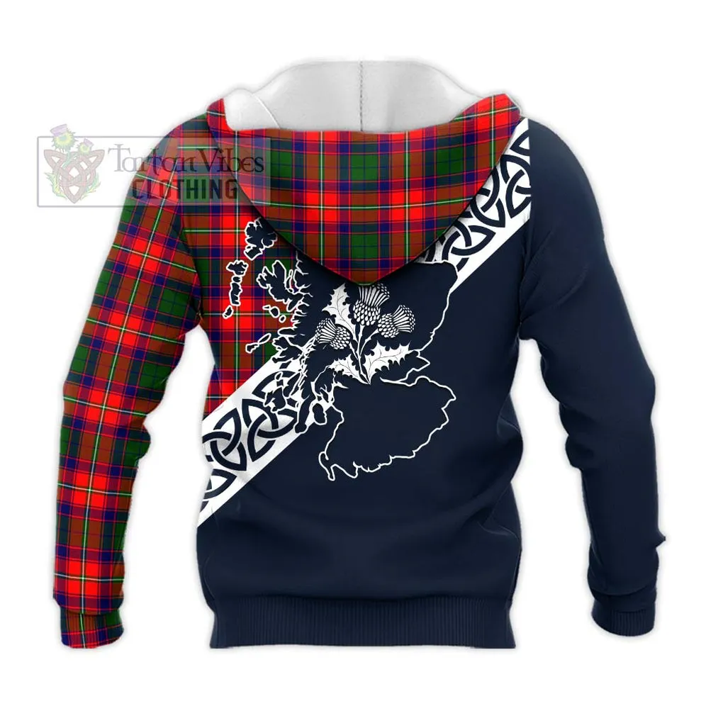 Belshes (Belsches) Tartan Knitted Hoodie Featuring Thistle and Scotland Map