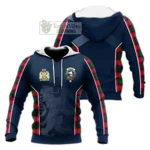 Belshes Tartan Knitted Hoodie with Family Crest and Lion Rampant Vibes Sport Style