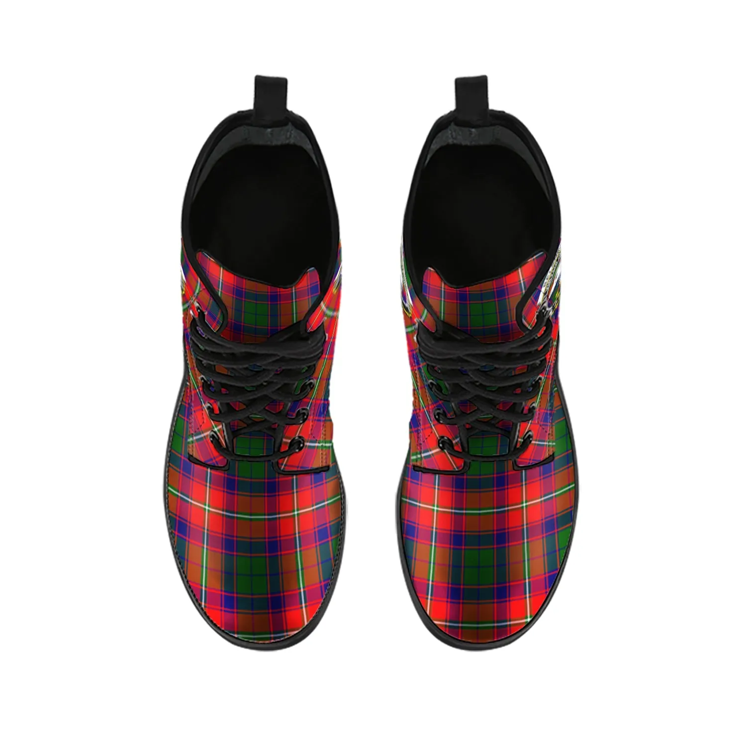 Belshes Tartan Leather Boots with Family Crest