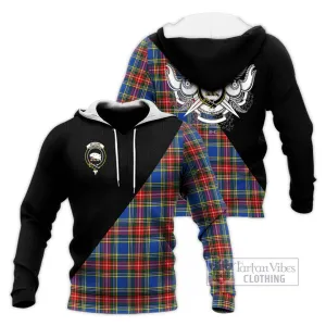 Bethune Tartan Knitted Hoodie with Family Crest and Military Logo Style