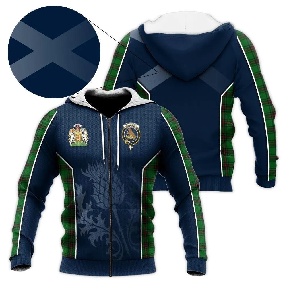 Beveridge Tartan Knitted Hoodie with Family Crest and Scottish Thistle Vibes Sport Style