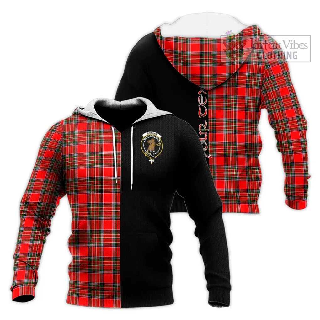 Binning Tartan Knitted Hoodie with Family Crest and Half Of Me Style