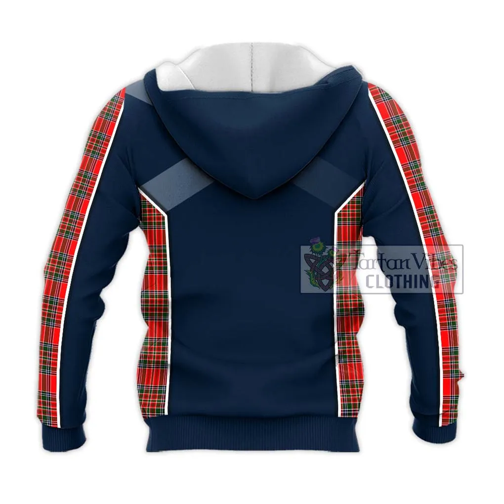 Binning Tartan Knitted Hoodie with Family Crest and Lion Rampant Vibes Sport Style