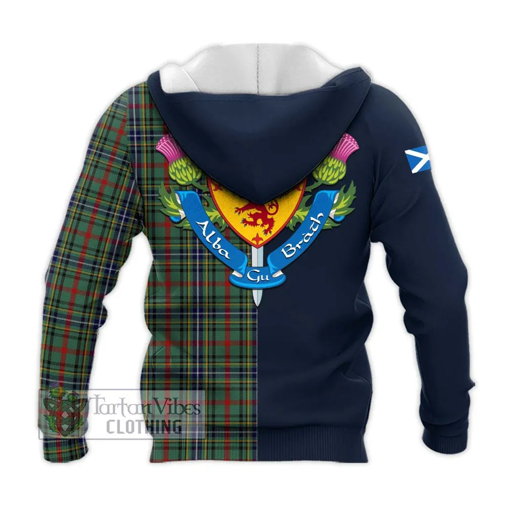 Bisset Tartan Knitted Hoodie Alba with Scottish Lion Royal Arm Half Style