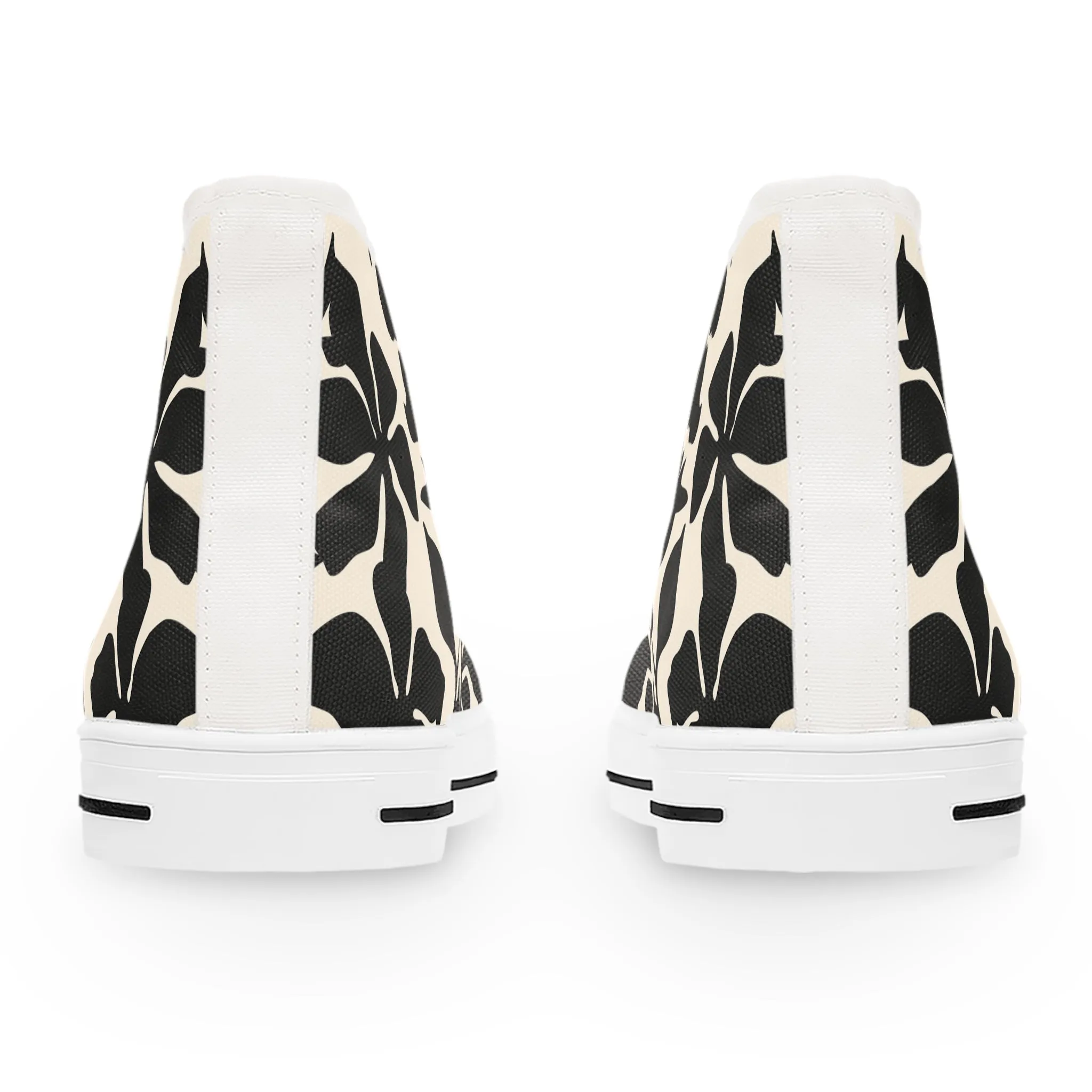 Black Floral Flowers Women's High Top Sneakers