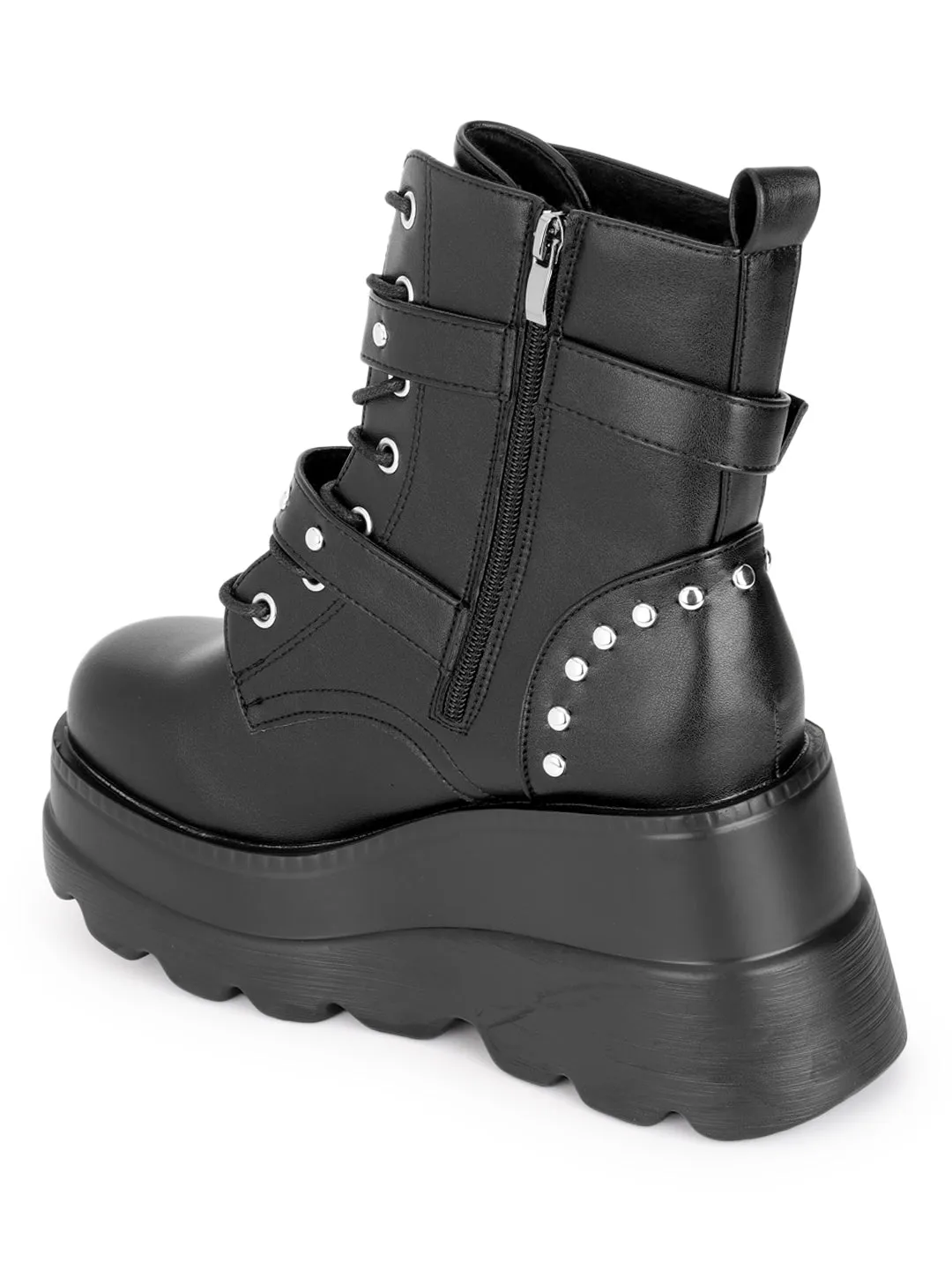 Black PU High-End-Fashion Stylish Ankle Boots (TC-RS3678-BLK)