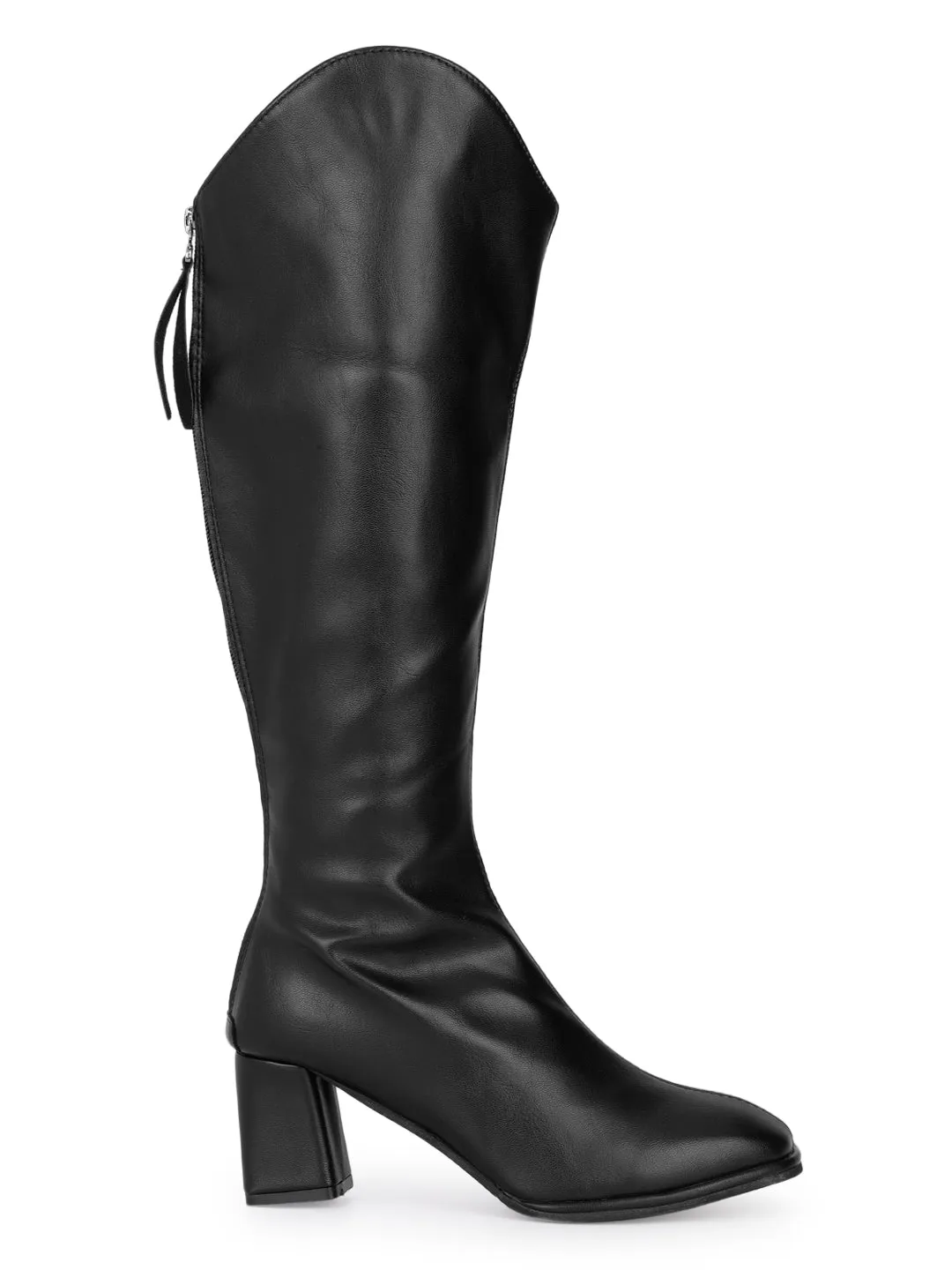 Black PU High-End-Fashion Stylish Long Boots (TC-RS3704-BLK)