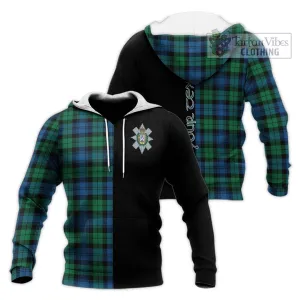 Black Watch Ancient Tartan Knitted Hoodie with Family Crest and Half Of Me Style