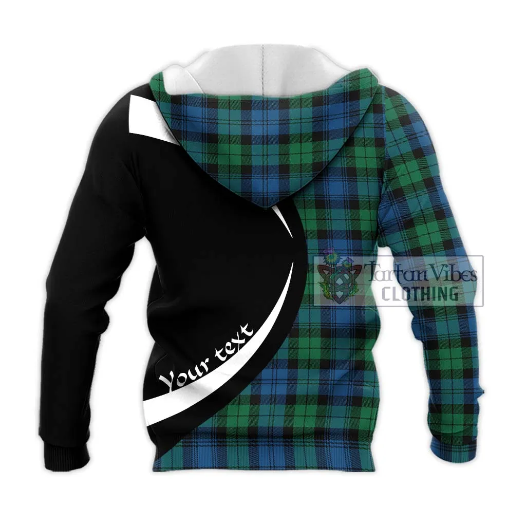 Black Watch Ancient Tartan Knitted Hoodie with Family Crest Circle Style